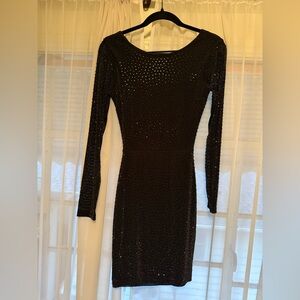 Windsor Black Sparkle Long Sleeve Dress